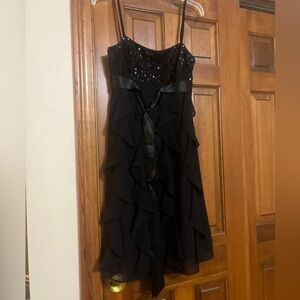 Cocktail black spaghetti strap dress